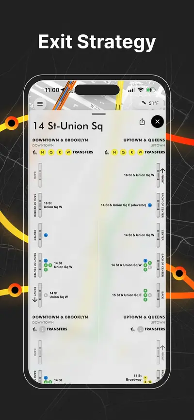 NYC subway route planner showing travel path