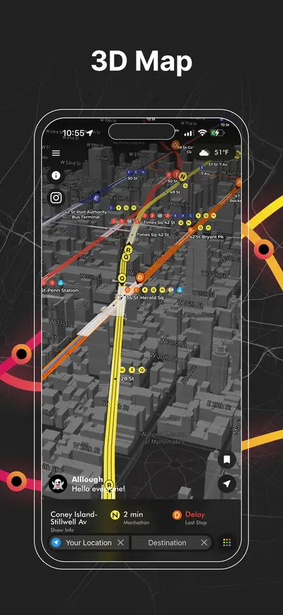 PATH train map connecting New York City and New Jersey with live route visualization
